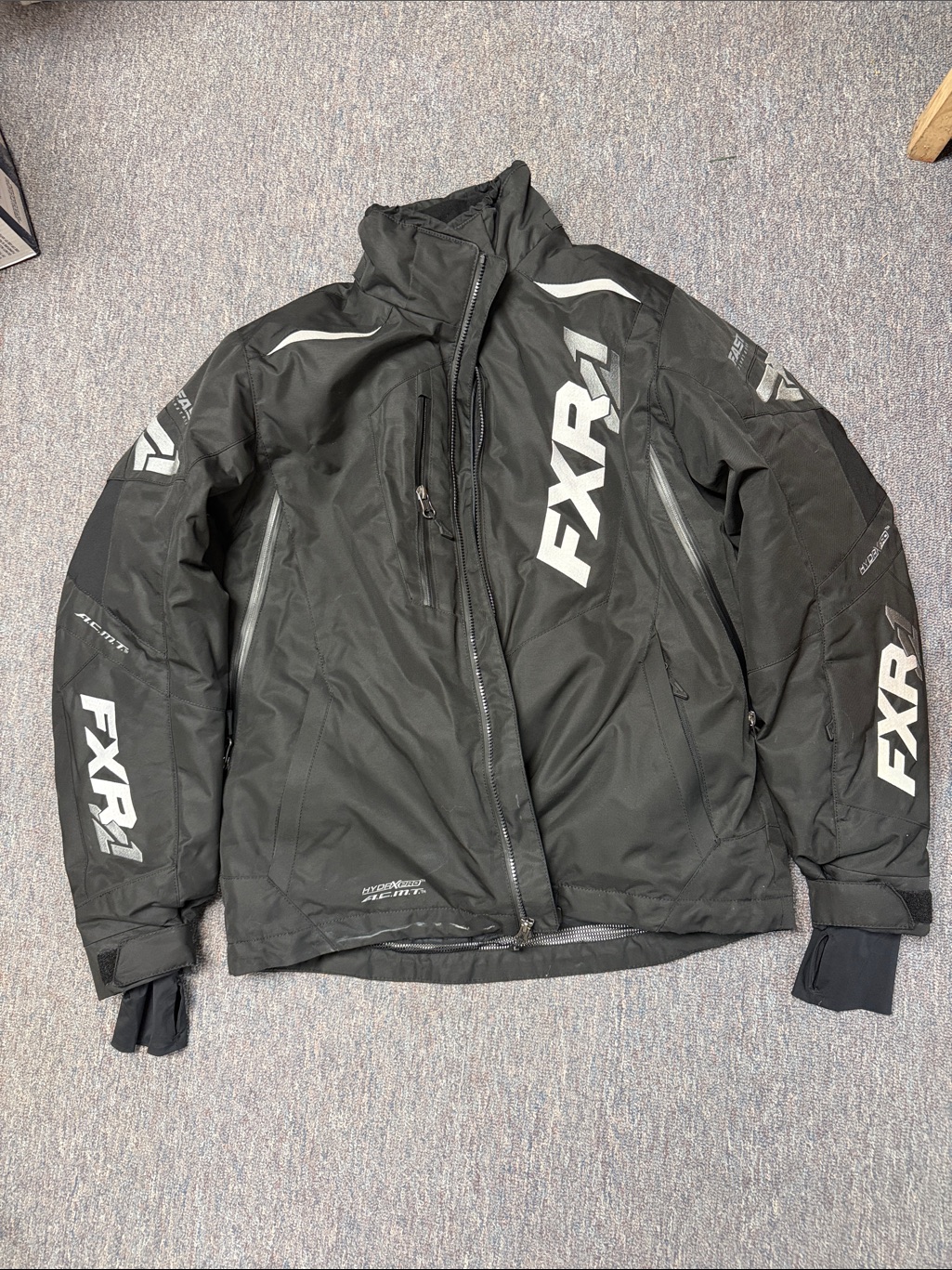 Fxr Black Snowmobile Jacket With Bold Logos. Size Medium
